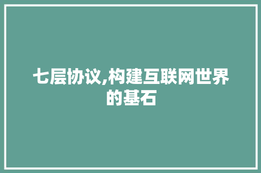 七层协议,构建互联网世界的基石