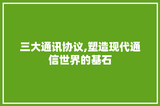 三大通讯协议,塑造现代通信世界的基石