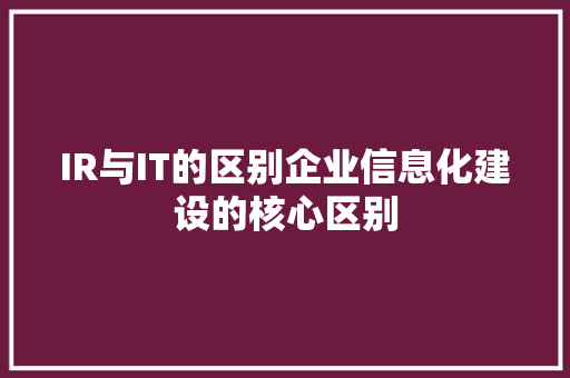 IR与IT的区别企业信息化建设的核心区别 SEO关键词