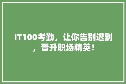 IT100考勤，让你告别迟到，晋升职场精英！ 百度SEO