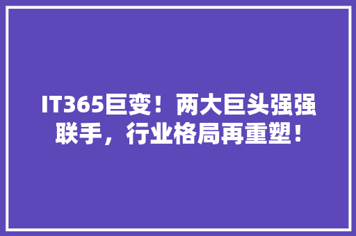 IT365巨变！两大巨头强强联手，行业格局再重塑！ SEO关键词