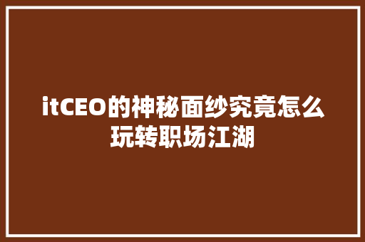 itCEO的神秘面纱究竟怎么玩转职场江湖 百度SEO