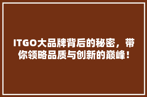 ITGO大品牌背后的秘密，带你领略品质与创新的巅峰！ 必应SEO