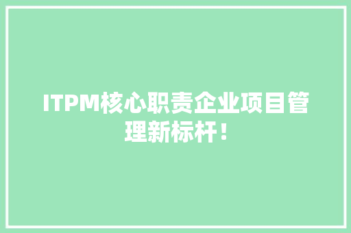 ITPM核心职责企业项目管理新标杆！ SEO关键词