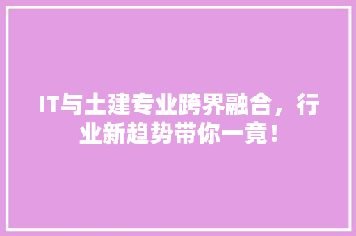 IT与土建专业跨界融合，行业新趋势带你一竟！ 神马SEO
