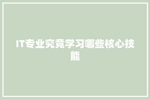 IT专业究竟学习哪些核心技能 神马SEO