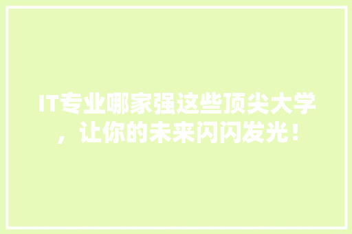 IT专业哪家强这些顶尖大学，让你的未来闪闪发光！ 必应SEO