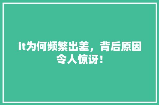 it为何频繁出差，背后原因令人惊讶！ SEO关键词