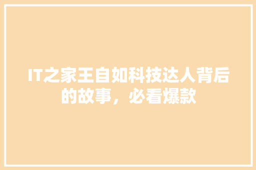 IT之家王自如科技达人背后的故事，必看爆款 SEO关键词