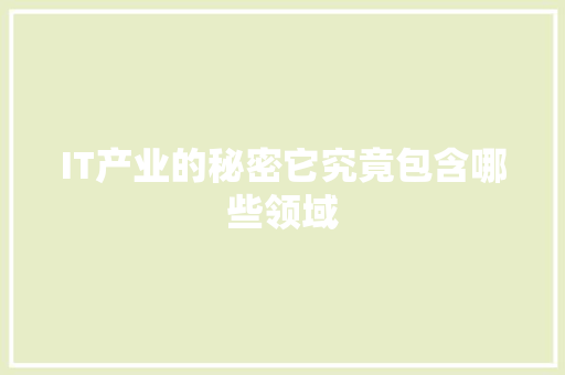 IT产业的秘密它究竟包含哪些领域 百度SEO