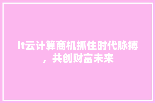 it云计算商机抓住时代脉搏，共创财富未来 SEO关键词