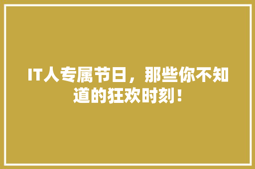 IT人专属节日，那些你不知道的狂欢时刻！