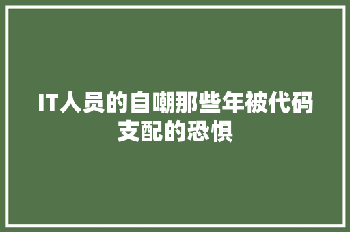 IT人员的自嘲那些年被代码支配的恐惧 必应SEO