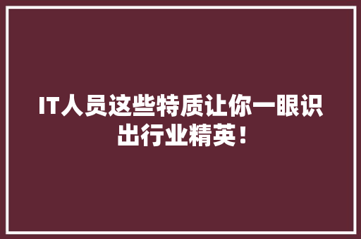 IT人员这些特质让你一眼识出行业精英！ 必应SEO