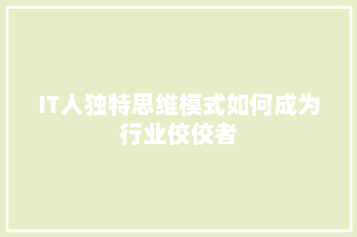 IT人独特思维模式如何成为行业佼佼者 必应SEO