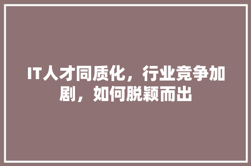 IT人才同质化，行业竞争加剧，如何脱颖而出 必应SEO