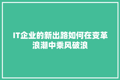 IT企业的新出路如何在变革浪潮中乘风破浪 必应SEO