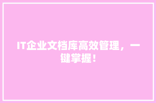 IT企业文档库高效管理，一键掌握！ 网站建设公司