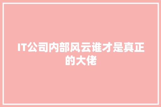 IT公司内部风云谁才是真正的大佬 搜狗SEO