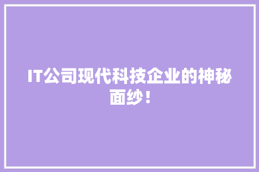 IT公司现代科技企业的神秘面纱！ 网站建设公司