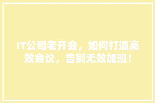 IT公司老开会，如何打造高效会议，告别无效加班！ 网站建设公司