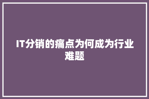 IT分销的痛点为何成为行业难题 必应SEO