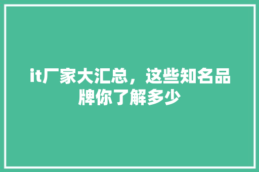 it厂家大汇总，这些知名品牌你了解多少 必应SEO