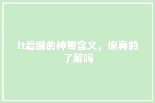 it后缀的神奇含义，你真的了解吗 网站建设公司