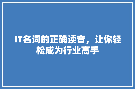 IT名词的正确读音，让你轻松成为行业高手 百度SEO