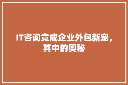IT咨询竟成企业外包新宠，其中的奥秘 必应SEO