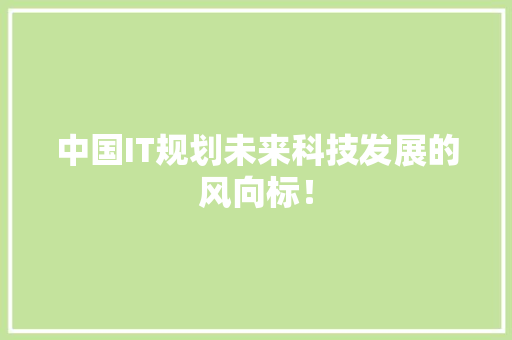中国IT规划未来科技发展的风向标！ 神马SEO