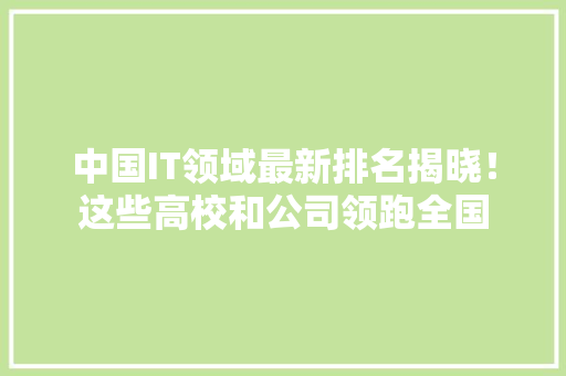 中国IT领域最新排名揭晓！这些高校和公司领跑全国 必应SEO