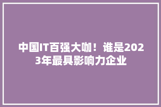 中国IT百强大咖！谁是2023年最具影响力企业 网站建设公司