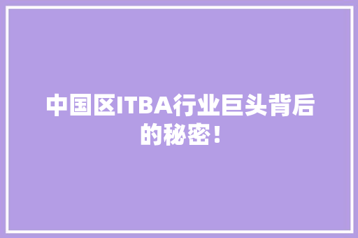 中国区ITBA行业巨头背后的秘密！ SEO关键词
