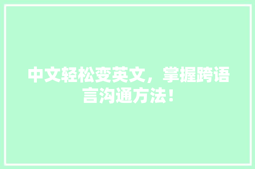 中文轻松变英文，掌握跨语言沟通方法！ SEO关键词