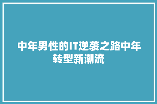 中年男性的IT逆袭之路中年转型新潮流 网站建设公司