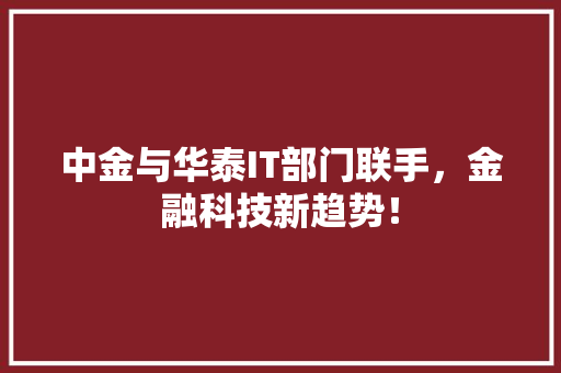 中金与华泰IT部门联手，金融科技新趋势！ 百度SEO