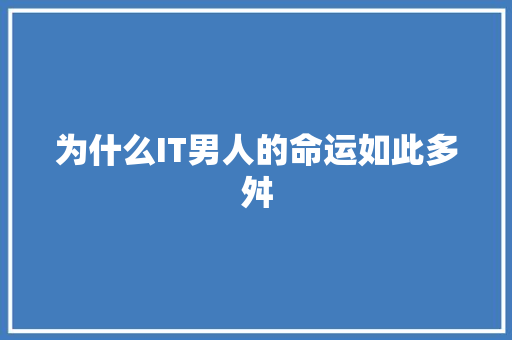 为什么IT男人的命运如此多舛 搜狗SEO