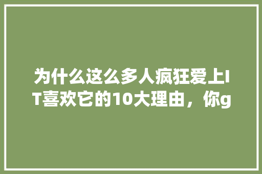 为什么这么多人疯狂爱上IT喜欢它的10大理由，你get了吗