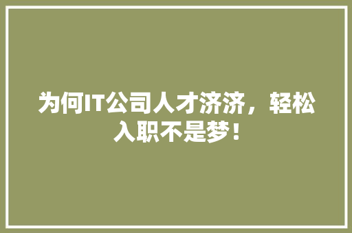 为何IT公司人才济济，轻松入职不是梦！ 网站建设公司