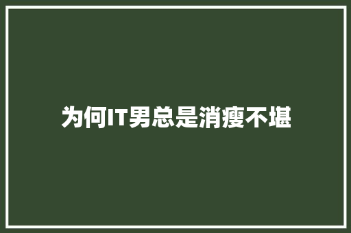 为何IT男总是消瘦不堪 必应SEO