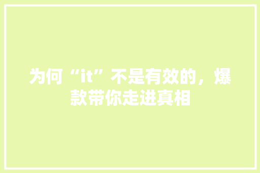 为何“it”不是有效的，爆款带你走进真相 必应SEO