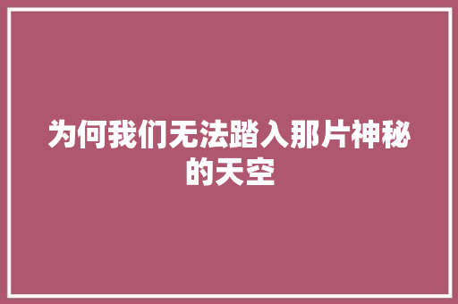 为何我们无法踏入那片神秘的天空 必应SEO