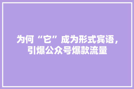 为何“它”成为形式宾语，引爆公众号爆款流量 必应SEO