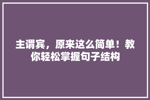 主谓宾，原来这么简单！教你轻松掌握句子结构 SEO关键词