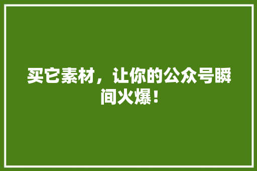 买它素材，让你的公众号瞬间火爆！ 百度SEO
