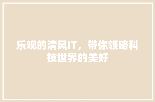乐观的清风IT，带你领略科技世界的美好 必应SEO