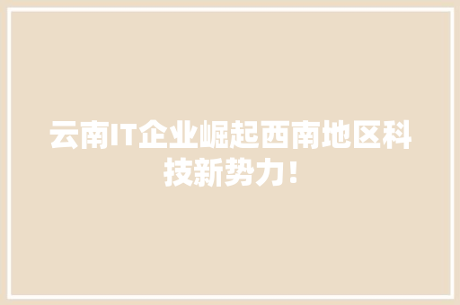 云南IT企业崛起西南地区科技新势力！ 百度SEO