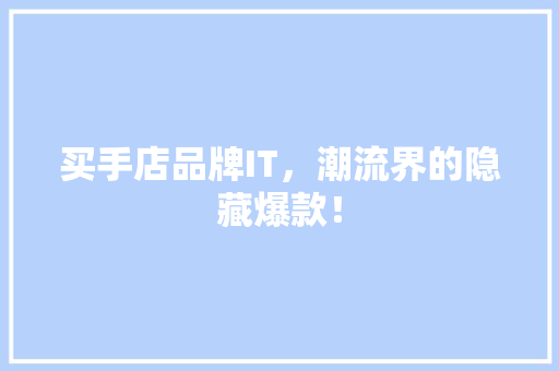买手店品牌IT，潮流界的隐藏爆款！ 百度SEO