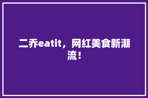 二乔eatit，网红美食新潮流！ 百度SEO